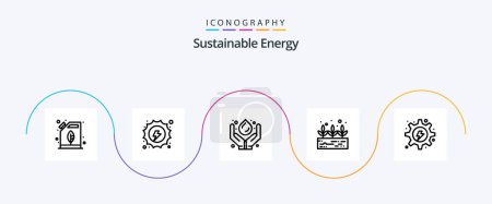 Illustration for Sustainable Energy Line 5 Icon Pack Including hydro. electrical. care. growth. renewable - Royalty Free Image