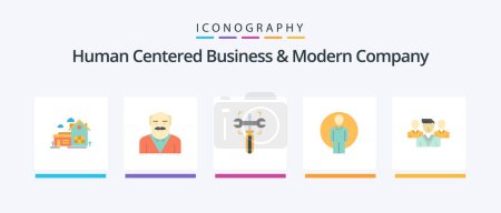 Illustration for Human Centered Business And Modern Company Flat 5 Icon Pack Including staff. login. uncle. id. screw. Creative Icons Design - Royalty Free Image