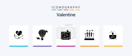 Téléchargez les illustrations : Valentine Glyph 5 Icon Pack Including valentine. heart. flying heart. love. valentine. Creative Icons Design - en licence libre de droit