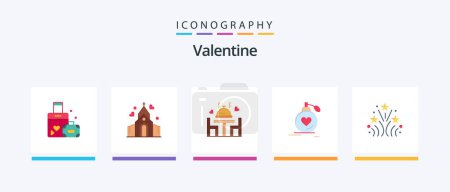 Ilustración de Valentine Flat 5 Icon Pack Incluyendo el amor. Amor. Arco. Un día. Valentín. Diseño de iconos creativos - Imagen libre de derechos