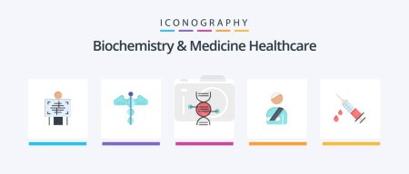Illustration for Biochemistry And Medicine Healthcare Flat 5 Icon Pack Including hospital. user. health. patient. medical. Creative Icons Design - Royalty Free Image
