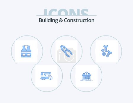 Illustration for Building And Construction Blue Icon Pack 5 Icon Design. repair. pliers. real estate. pincers. construction - Royalty Free Image