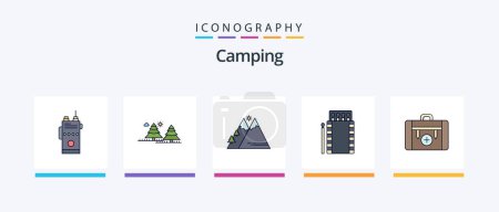 Illustration for Camping Line Filled 5 Icon Pack Including communication. walkie. sunrise. weather. rain. Creative Icons Design - Royalty Free Image