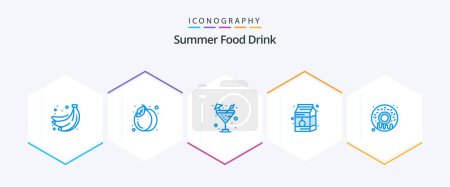 Illustration for Summer Food Drink 25 Blue icon pack including sweet. milk. drink. food. breakfast - Royalty Free Image