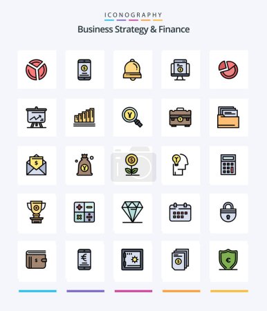 Illustration for Creative Business Strategy And Finance 25 Line FIlled icon pack  Such As website. shopping. . online. christmas bell - Royalty Free Image