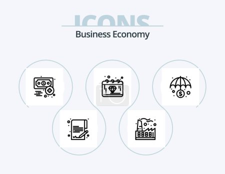 Téléchargez les illustrations : Economy Line Icon Pack 5 Icon Design. economy. transfer. down. finance. business - en licence libre de droit