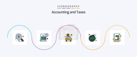 Illustration for Taxes Line Filled Flat 5 Icon Pack Including document. fianc%c%a loan. car. debt. rent - Royalty Free Image