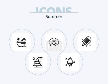 Téléchargez les illustrations : Summer Line Icon Pack 5 Icon Design. bottle. alcohol. summer. street. post - en licence libre de droit