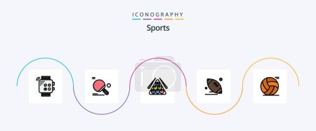 Illustration for Sports Line Filled Flat 5 Icon Pack Including american. rugby. ping pong. play. sport - Royalty Free Image