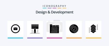 Illustration for Design and Development Glyph 5 Icon Pack Including coding. printer. programing. heart. web design. Creative Icons Design - Royalty Free Image