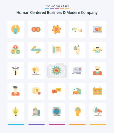 Téléchargez les illustrations : Creative Human Centered Business And Modern Company 25 Flat icon pack  Such As business. done. man. handshake. logo - en licence libre de droit