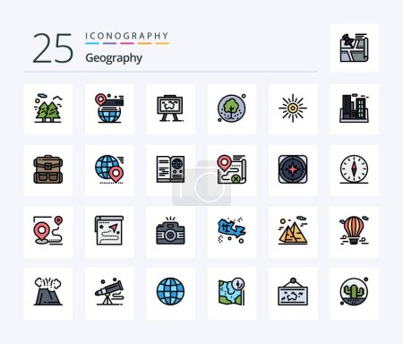 Illustration for Geo Graphy 25 Line Filled icon pack including plant. tree. globe. picture. hang - Royalty Free Image