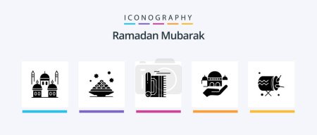 Illustration for Ramadan Glyph 5 Icon Pack Including charity. mosque. ramadan. namaz. rug. Creative Icons Design - Royalty Free Image