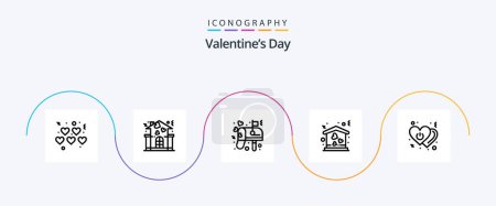 Téléchargez les illustrations : Valentines Day Line 5 Icon Pack Including off. heart. letter. move. house - en licence libre de droit