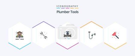 Illustration for Plumber 25 Flat icon pack including bathroom. industrial. system. drain. plumbing - Royalty Free Image