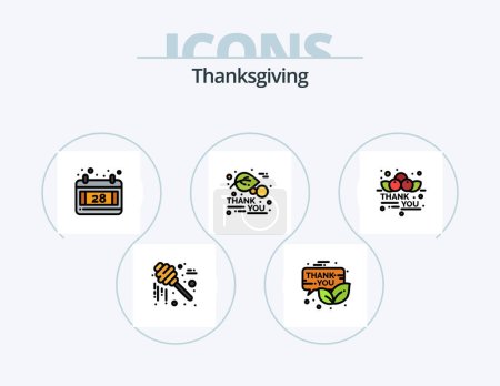 Téléchargez les illustrations : Thanksgiving ligne rempli Icône Pack 5 Icône Design. la nourriture. du vin. thanksgiving. verre. Action de grâces - en licence libre de droit