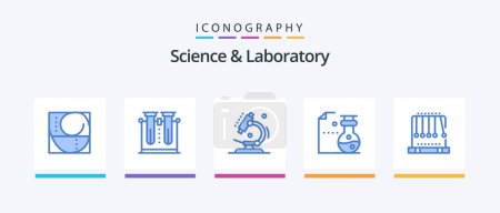 Illustration for Science Blue 5 Icon Pack Including gravity. laboratory. tube. flasks. science. Creative Icons Design - Royalty Free Image