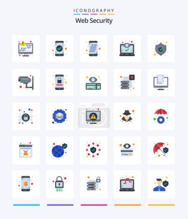 Illustration for Creative Web Security 25 Flat icon pack  Such As user. eye. mobile. computer. mobile - Royalty Free Image