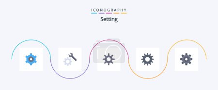 Illustration for Setting Flat 5 Icon Pack Including . setting. wheel. job. basic - Royalty Free Image