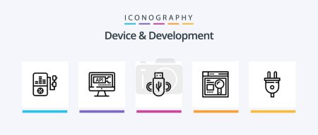 Illustration for Device And Development Line 5 Icon Pack Including text. hardware. browser. cell . device. Creative Icons Design - Royalty Free Image
