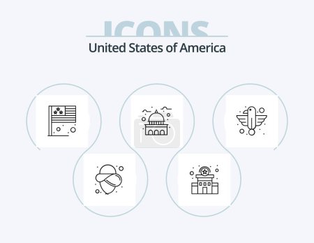 Illustration for Usa Line Icon Pack 5 Icon Design. food. cold. money. soda. cola - Royalty Free Image
