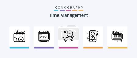 Téléchargez les illustrations : Time Management Line 5 Icon Pack Including notification. alert. sleep. up down. money. Creative Icons Design - en licence libre de droit