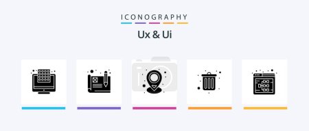 Ilustración de Ux And Ui Glyph 5 Icon Pack Including seo. flow. map. delete. dustbin. Creative Icons Design - Imagen libre de derechos