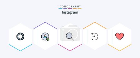 Téléchargez les illustrations : Instagram 25 FilledLine icon pack including . like. sets. interface. love - en licence libre de droit