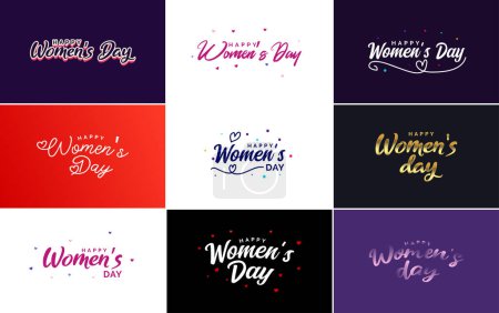 Illustration for International Women's Day lettering with a love shape. suitable for use in cards. invitations. banners. posters. postcards. stickers. and social media posts - Royalty Free Image