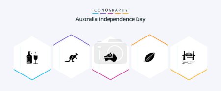Téléchargez les illustrations : Australia Independence Day 25 Glyph icon pack including rugby. australia. kangaroo. afl. country - en licence libre de droit