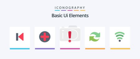 Illustration for Basic Ui Elements Flat 5 Icon Pack Including wifi. rotate. medical. reload. sign. Creative Icons Design - Royalty Free Image