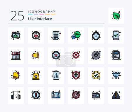 Illustration for User Interface 25 Line Filled icon pack including checked. fix. pad icon. timer. stop - Royalty Free Image