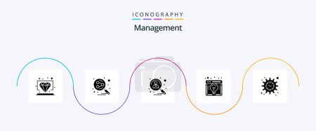 Téléchargez les illustrations : Management Glyph 5 Icon Pack Including light bulb. idea. applicant. business idea. shortlisted - en licence libre de droit