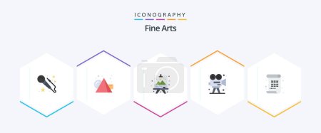 Téléchargez les illustrations : Fine Arts 25 Flat icon pack including art. paint. art. arts. camera - en licence libre de droit