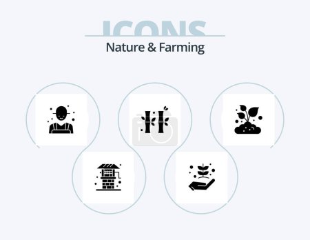 Illustration for Nature And Farming Glyph Icon Pack 5 Icon Design. farm. chinese. nature. china. rancher - Royalty Free Image