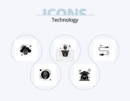 Illustration for Technology Glyph Icon Pack 5 Icon Design. electronic. renewable. cloud. power. plant - Royalty Free Image