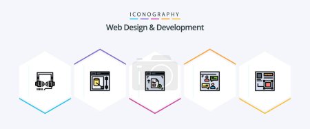 Téléchargez les illustrations : Conception et développement Web Pack d'icônes FilledLine 25, y compris la conception. art. interface. designer. chat - en licence libre de droit