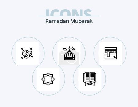 Téléchargez les illustrations : Ramadan Line Icon Pack 5 Icon Design. islam. mosquée. ramadhan. musulman. broche - en licence libre de droit
