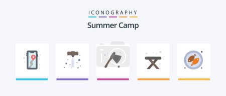 Illustration for Summer Camp Flat 5 Icon Pack Including . fish. axe. camping. table. Creative Icons Design - Royalty Free Image