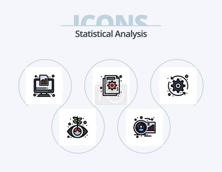 Illustration for Statistical Analysis Line Filled Icon Pack 5 Icon Design. chart. search stats. statistic. graph magnifying. data analyzing - Royalty Free Image