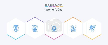 Illustration for Womens Day 25 Blue icon pack including love. day. islamic women. balloon. love - Royalty Free Image