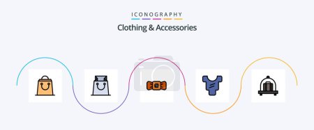 Illustration for Clothing and Accessories Line Filled Flat 5 Icon Pack Including . body. - Royalty Free Image