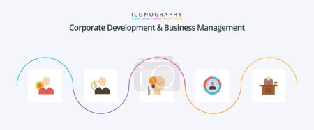 Illustration for Corporate Development And Business Management Flat 5 Icon Pack Including lightbulb. brain. user. creative. money - Royalty Free Image