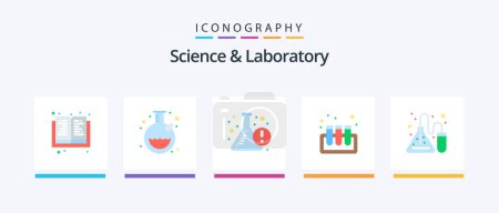 Illustration for Science Flat 5 Icon Pack Including . science. flask. lab. test tubes. Creative Icons Design - Royalty Free Image