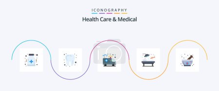 Ilustración de Health Care And Medical Flat 5 Icon Pack Including medicine. bowl. care. surgery. medical - Imagen libre de derechos