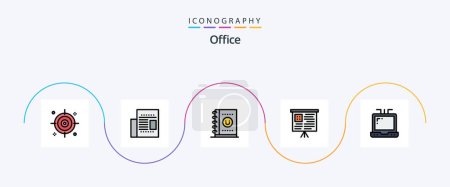 Illustration for Office Line Filled Flat 5 Icon Pack Including . office. laptop - Royalty Free Image