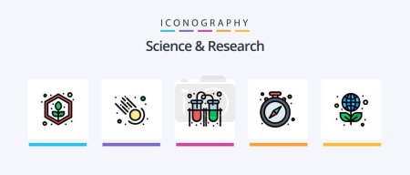 Ilustración de Línea de ciencia llena paquete de 5 iconos incluyendo laboratorio. Estudia. quemador. ciencia. celular. Diseño de iconos creativos - Imagen libre de derechos