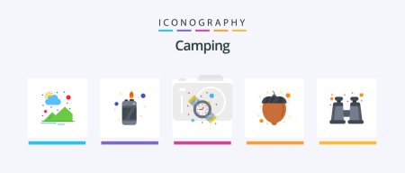 Ilustración de Camping Flat 5 Icon Pack Incluido. vidrios de espionaje. Tiempo. explorar. Loco. Diseño de iconos creativos - Imagen libre de derechos