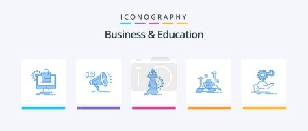 Illustration for Business And Education Blue 5 Icon Pack Including cash. gold. promo. success. horse. Creative Icons Design - Royalty Free Image