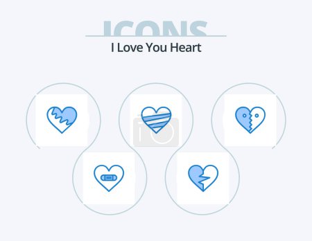 Téléchargez les illustrations : Heart Blue Icon Pack 5 Icon Design. love. gift. like. favorite. love - en licence libre de droit